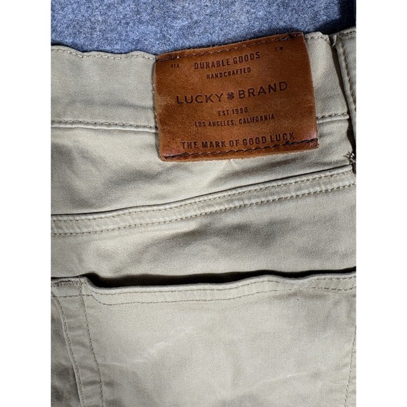 Lucky Brand 363 Straight Pants Mens 31x32 Khaki Beige Stretch Casual Cotton - Picture 10 of 10